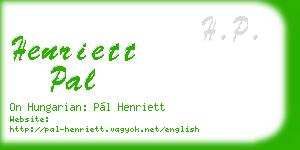 henriett pal business card